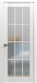 Solid French Door Frosted Glass 12 Lites 32x80 inches | Felicia 3312 Matte White | Single Regural Panel Frame Trims Handle | Bathroom Bedroom Sturdy Doors