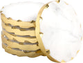 Real Marble Coasters with Golden Borders, decoratice White & Gold Coasters for Desk, Coffee Table | Thick & - Set of 6
