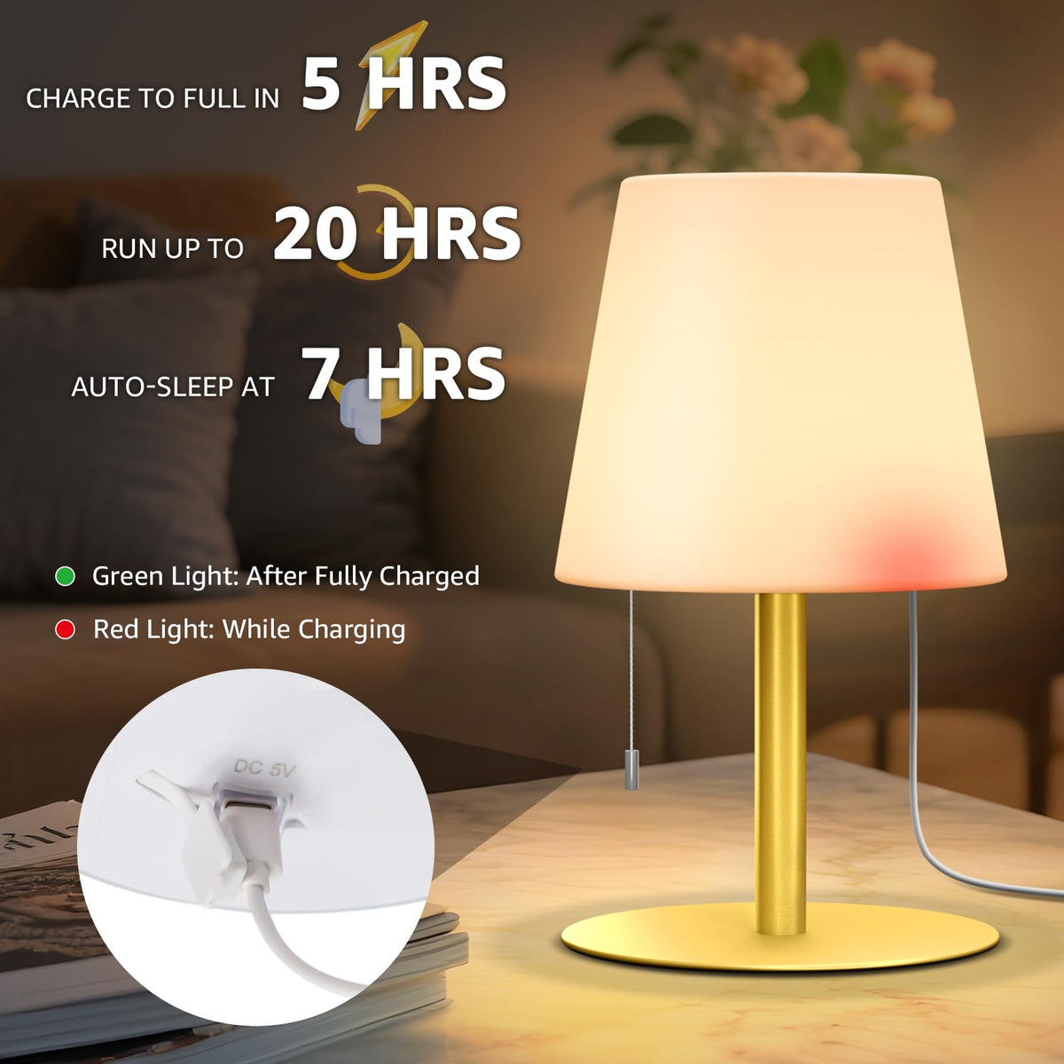 Shower Lamp Rechargeable Cordless Light Waterproof Spa