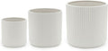 Fluted Ceramic Planters for Indoor Outdoor Plants, Round Flower Pots with Drainage Hole, Set of 3, 6 inch, 8 inch, 10