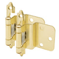 10 Pair Pack - Brushed Brass Cabinet Hinges 3/8" Inset
