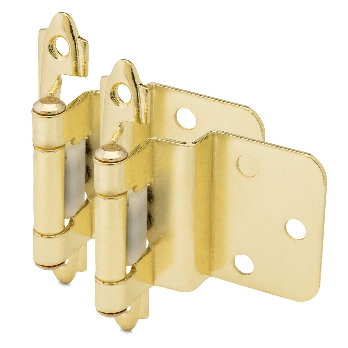 10 Pair Pack - Brushed Brass Cabinet Hinges 3/8" Inset