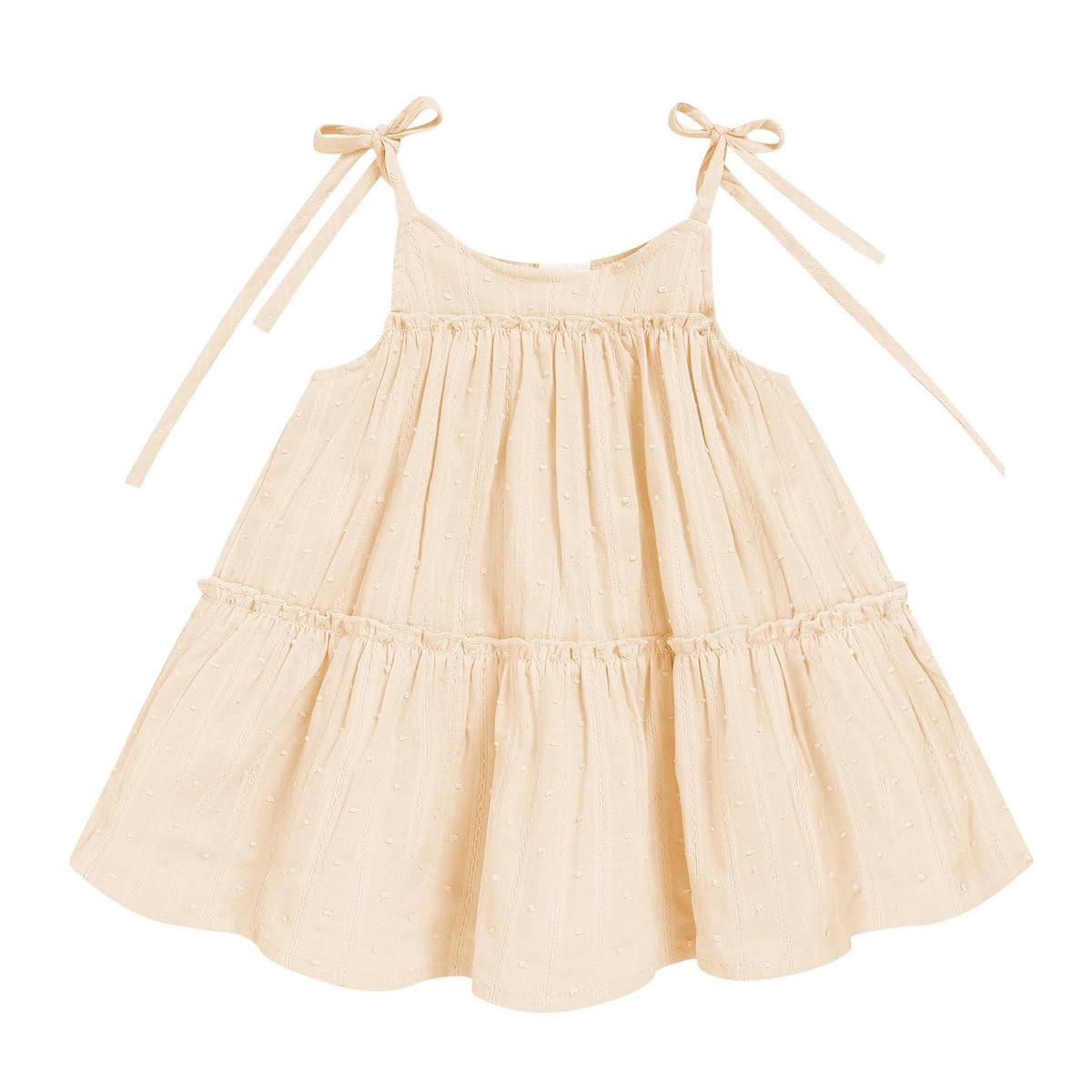Toddler Baby Girl Summer Dress - Sleeveless Dot Tiered Sundress with Adjustable Tie-Shoulders for Beach, Party