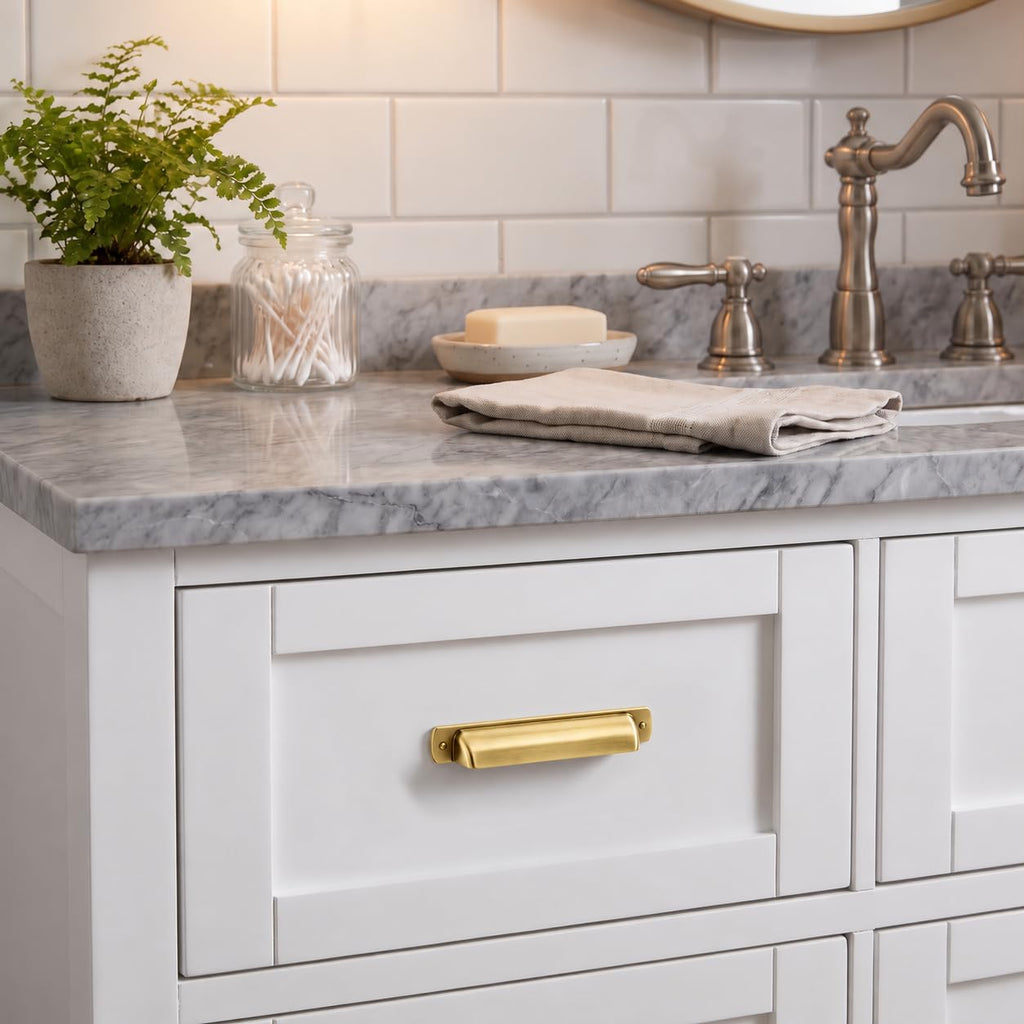 10 Pack 7" Drawer Pulls Brushed Brass Cabinet Cup Pulls Kitchen Hardware Brushed Gold Cabinet Handles Drawer Handles