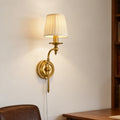 Plug in Long Wall Lamp,Plug-in or Hardwired Installation Wall Sconce with Beige Fabric Shade for Wall Painting,Modern