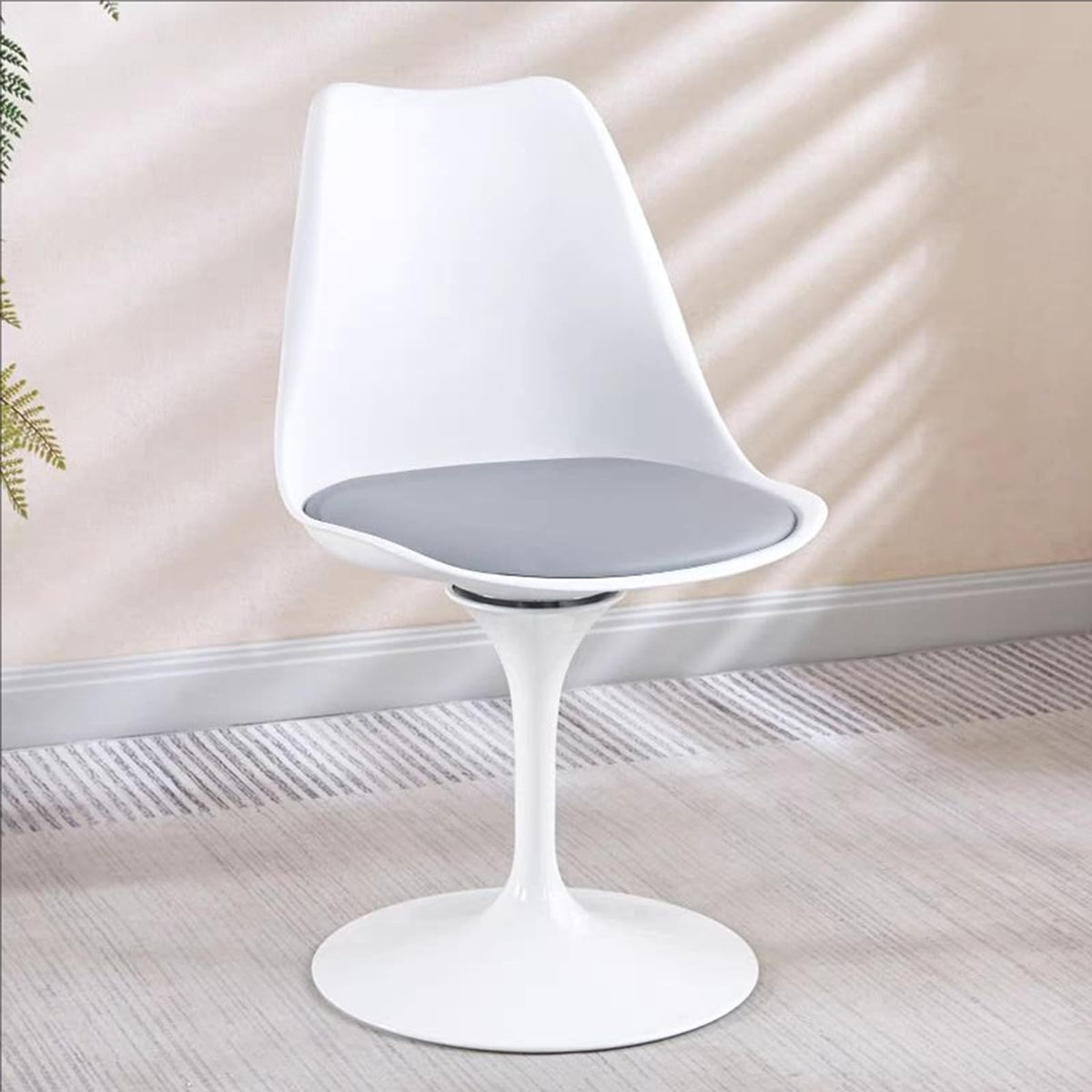 Inspired Saarinen Style Swivel Tulip Side Chair with Backrest, Multi-Colour Leather Soft Cushion Armless Dining Chairs Office Living Room