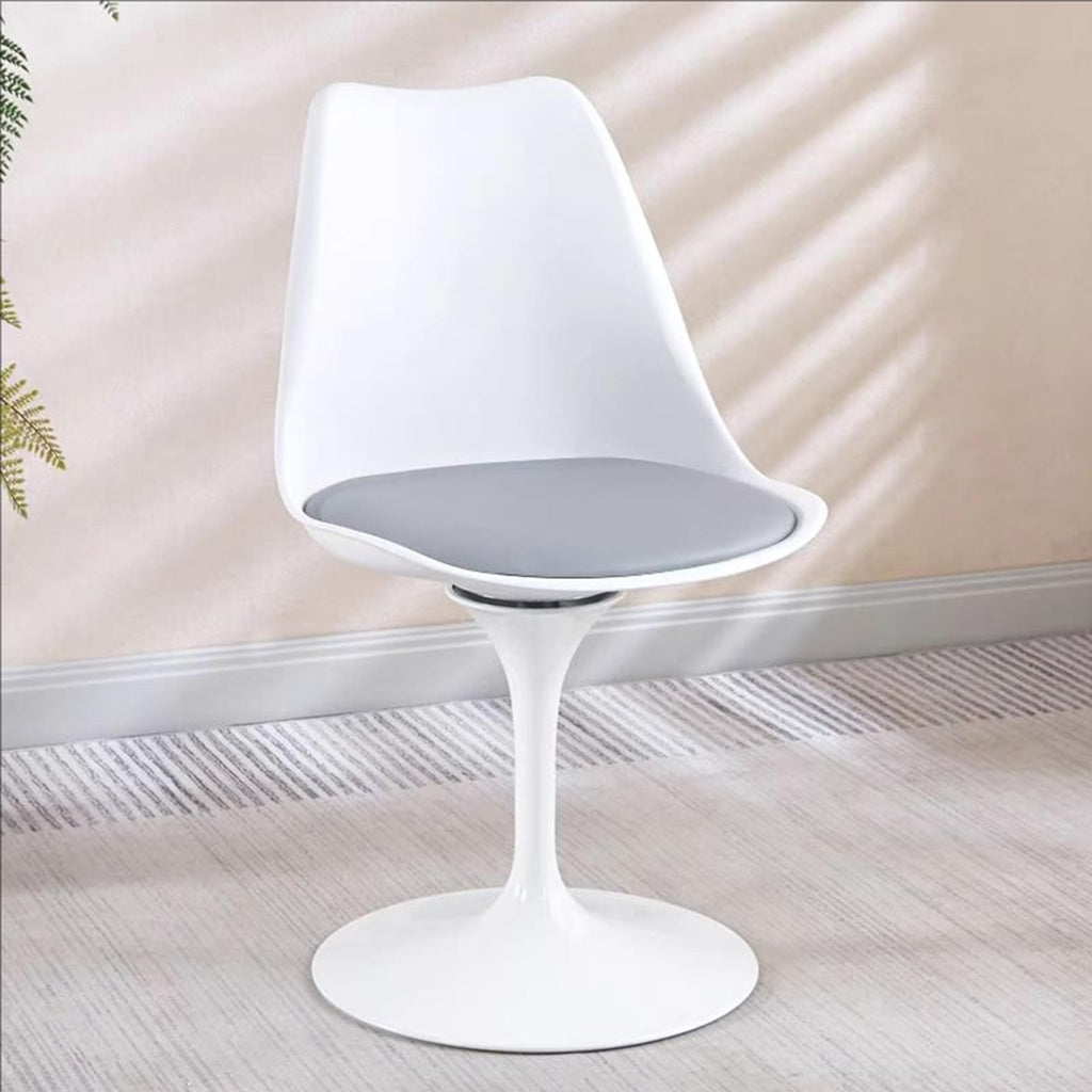 Inspired Saarinen Style Swivel Tulip Side Chair with Backrest, Multi-Colour Leather Soft Cushion Armless Dining Chairs Office Living Room
