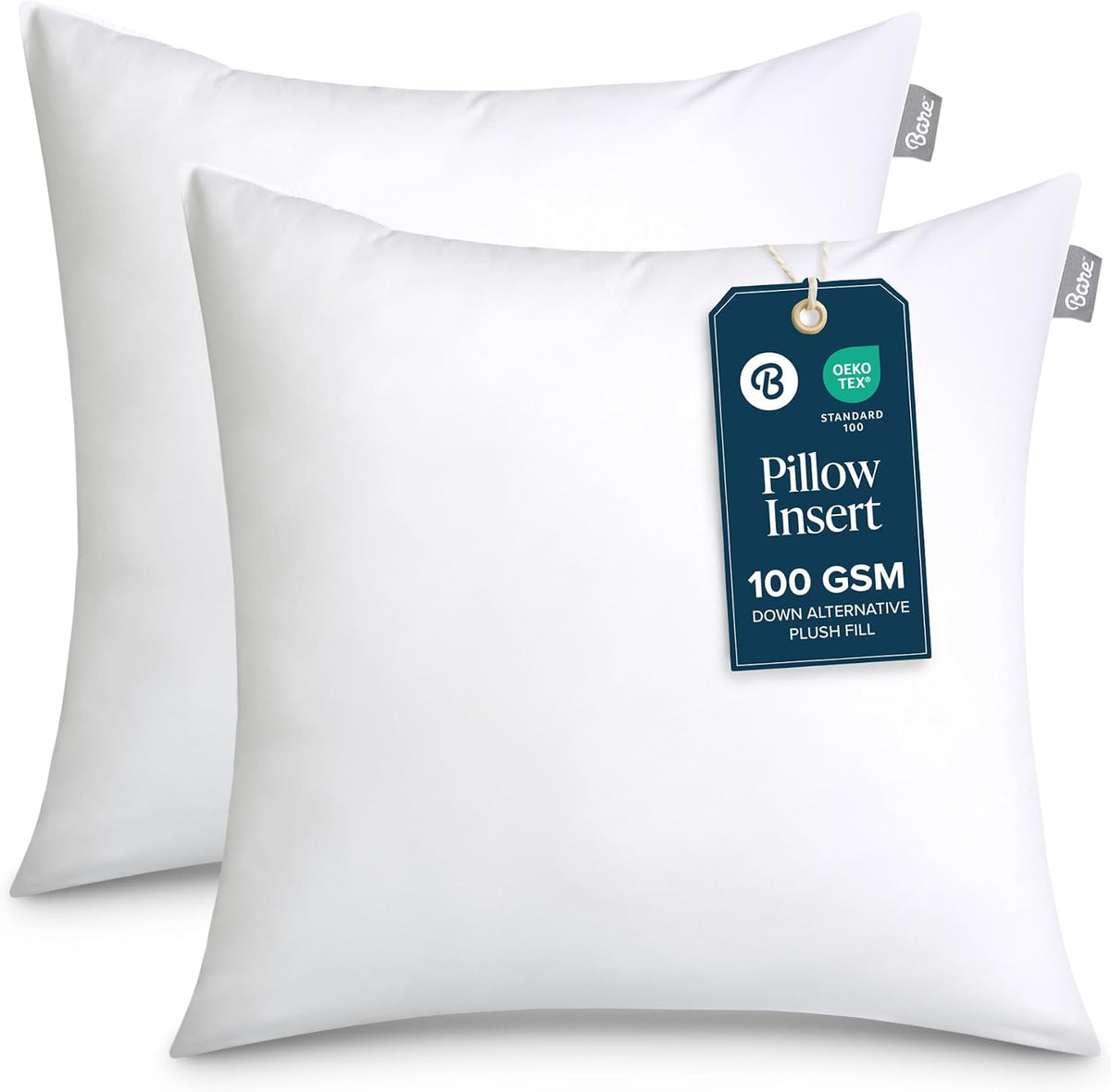 Throw Pillow Insert 18 x 18 Inches (, White) - Set of 2