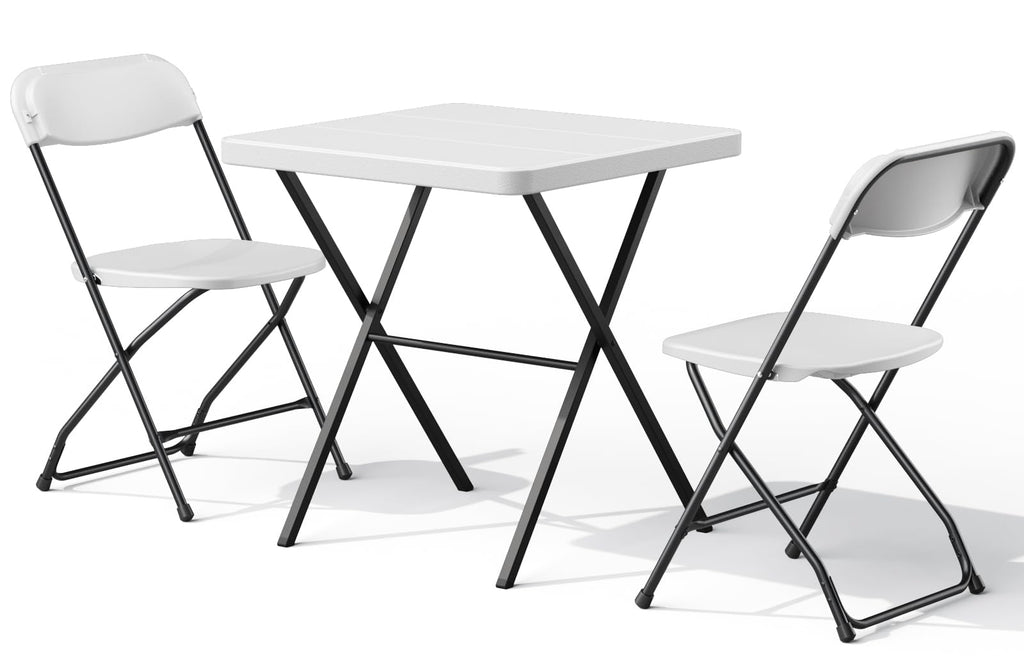 Table Set with 2 Pack Folding Chairs, No Assembly Portable Event Table and Chairs Set, Heavy Duty Foldable Card Table