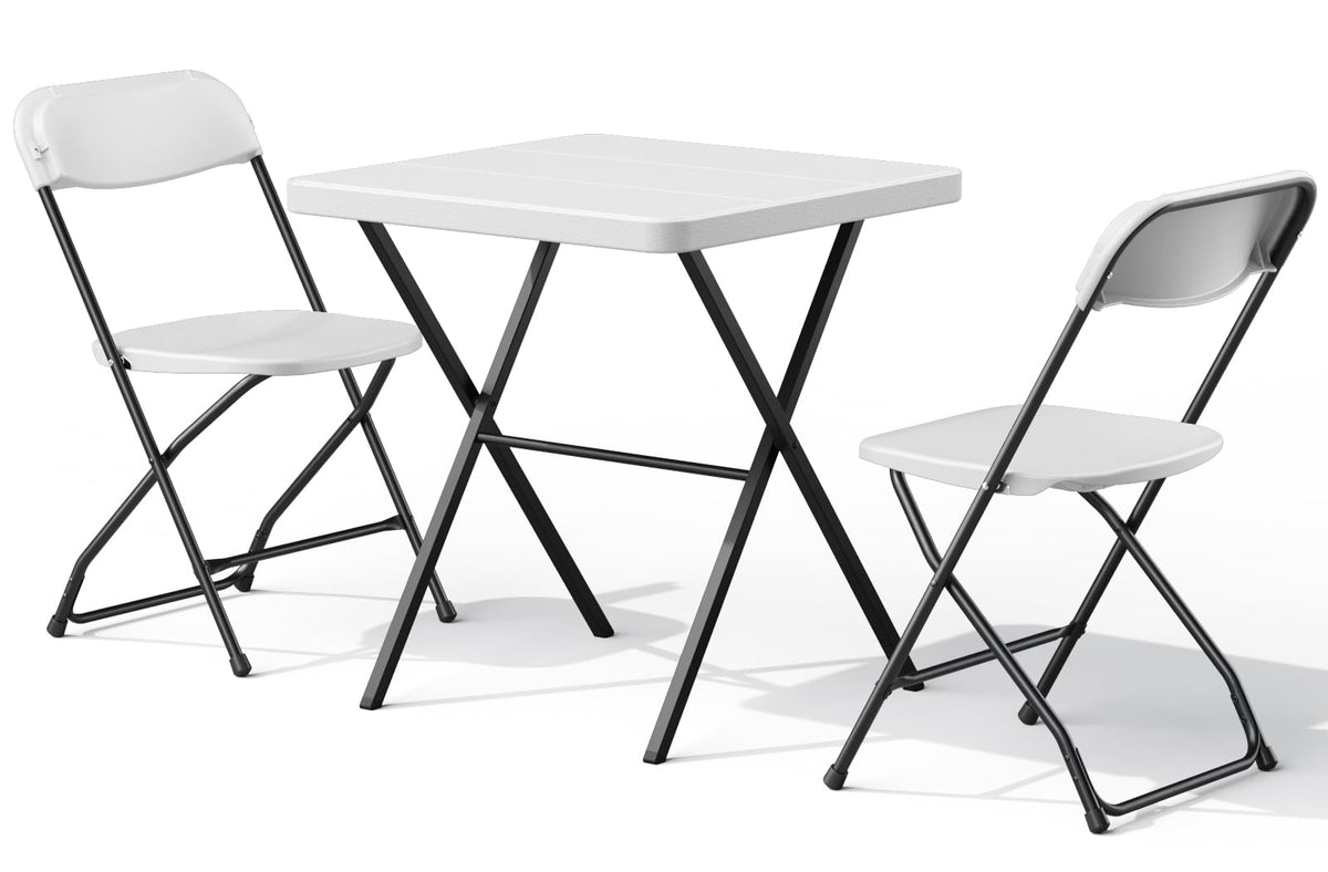 Table Set with 2 Pack Folding Chairs, No Assembly Portable Event Table and Chairs Set, Heavy Duty Foldable Card Table