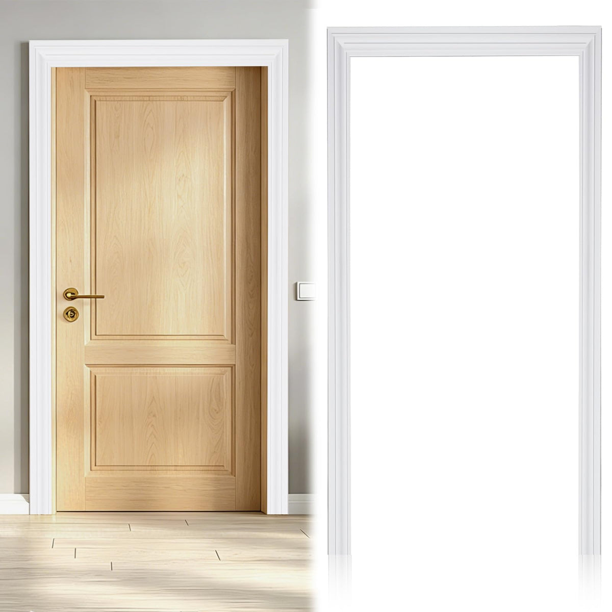 2 Sets Interior Door Frame Casing Trim Molding Kit, Decorative DIY Door Trim Kit, 80" x 30" x 2" White Prefinished