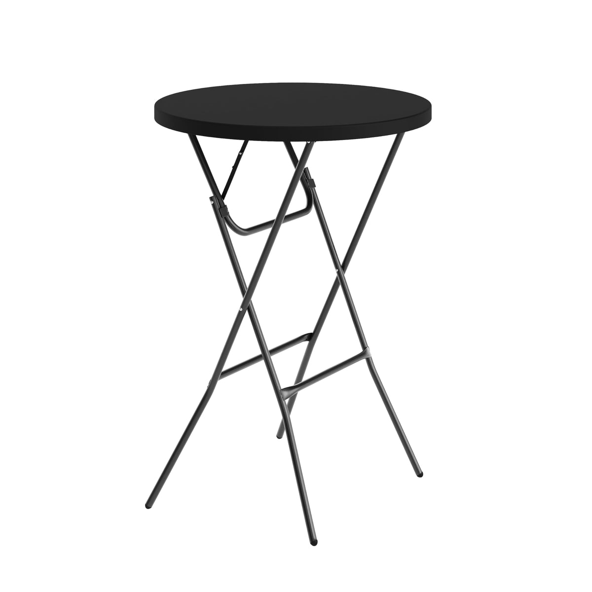 2.6-Foot Round Black Plastic Folding Table