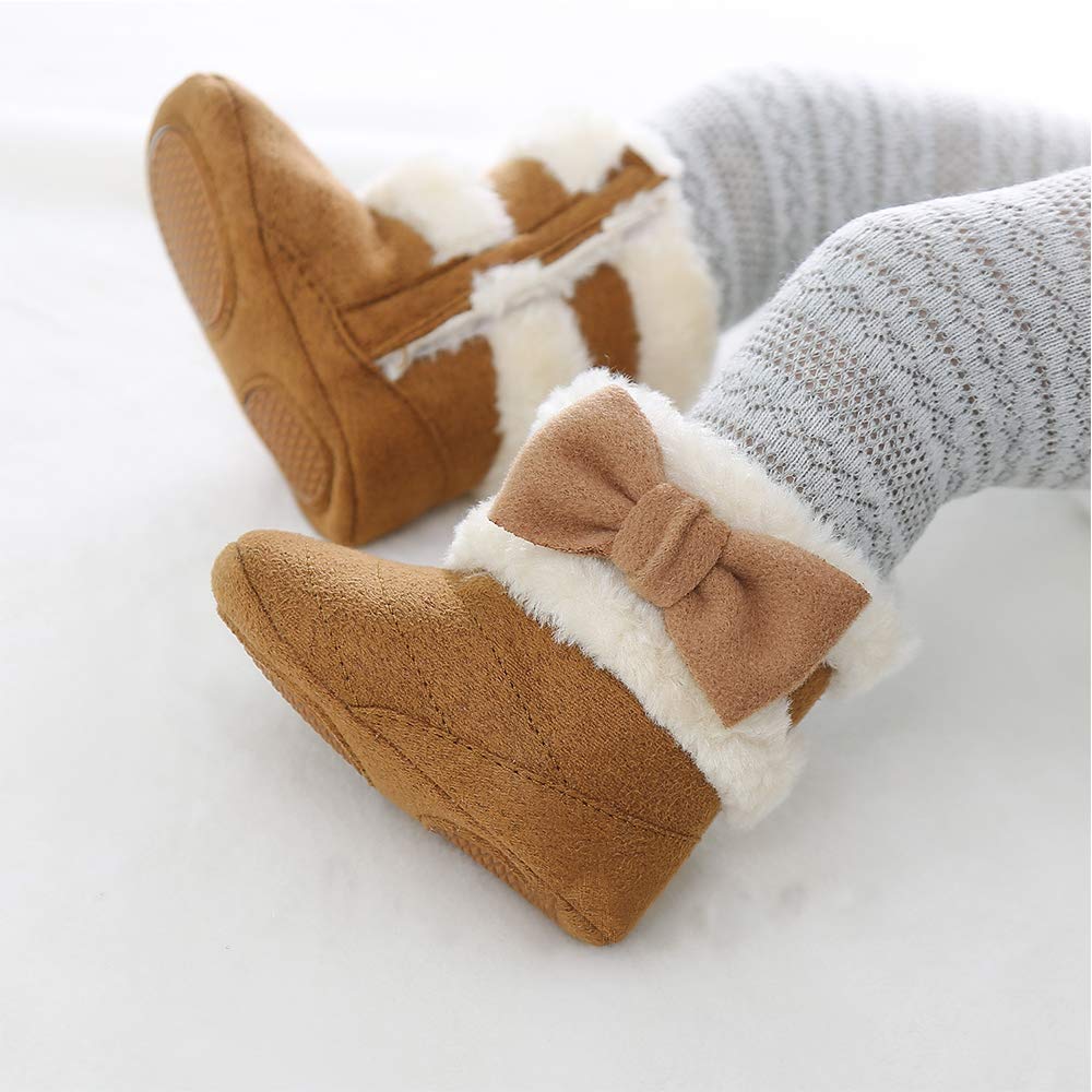Baby Boy Girl Boots Newborn Shoes Winter Snow Bowknot Anti-Slip Soft Sole Warm Infant Toddler Prewalker Booties