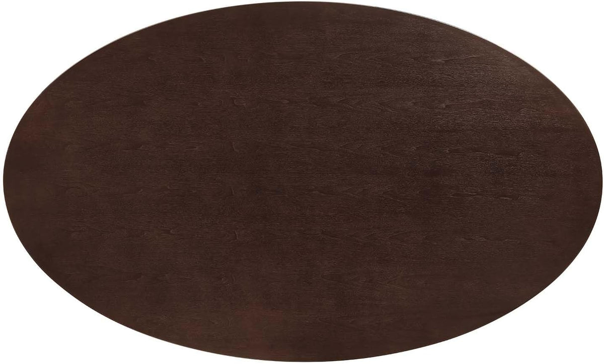 Inspired Saarinen Style Tulip Oval Pedestal Dining Table — White Cherry Walnut, 78″ Oval