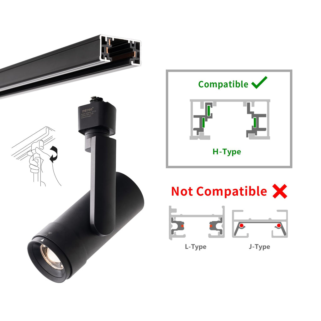 Zoomable LED Track Lighting Heads, 13.5W, Black, 12 Pack