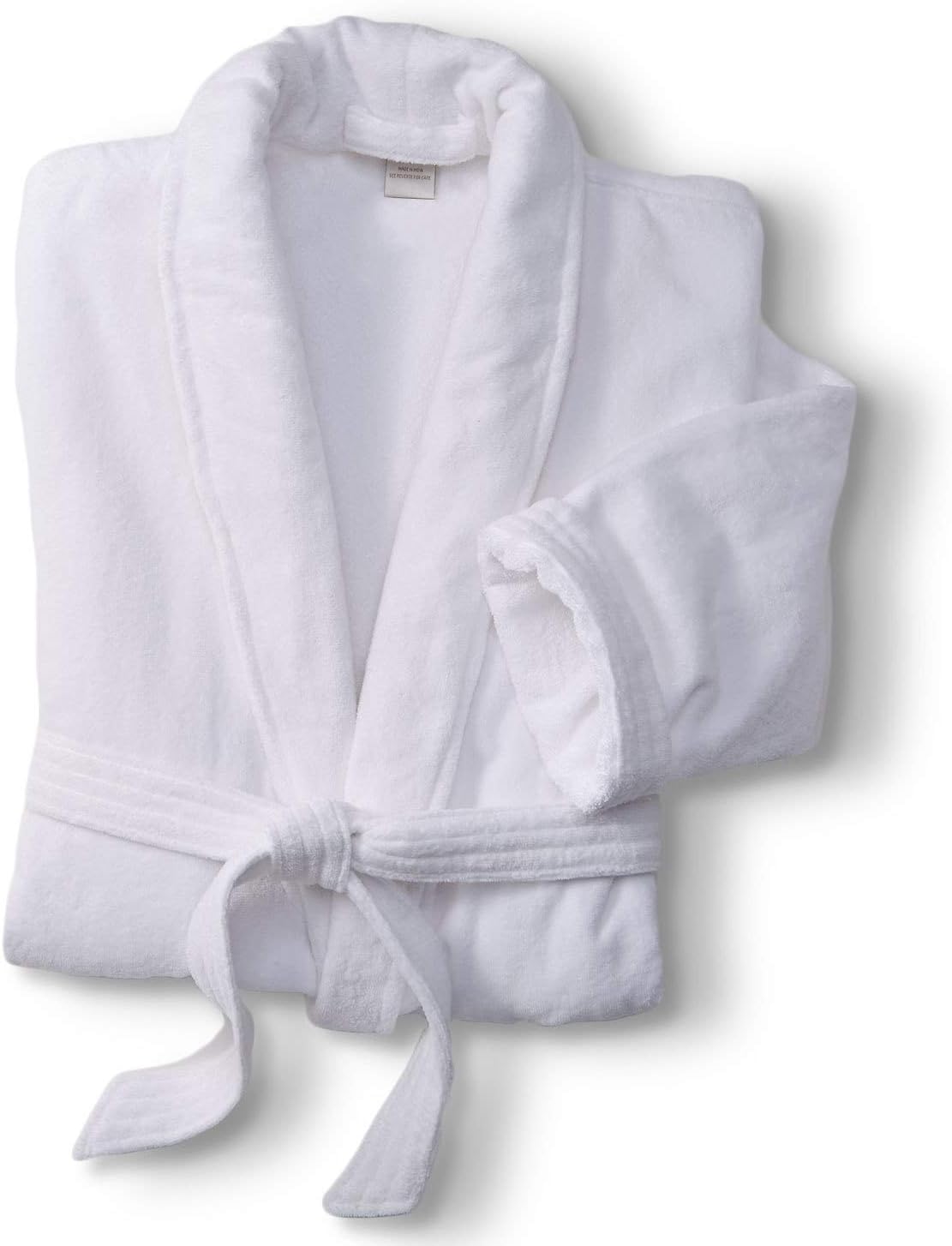 Terry Velour Bathrobe - Luxury 100% Cotton Hotel Spa Robe - Plush, Absorbent, Machine Washable - Shawl Collar, One