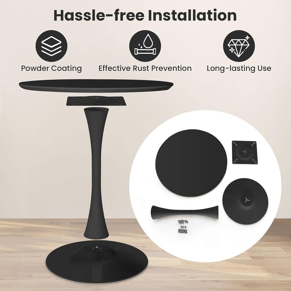 Inspired Saarinen Style Tulip Round Pedestal Dining Table — Black, 32″ Round