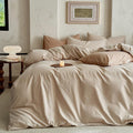 100% Washed Cotton Duvet Cover, Tannish Linen Grey, 68"x90"