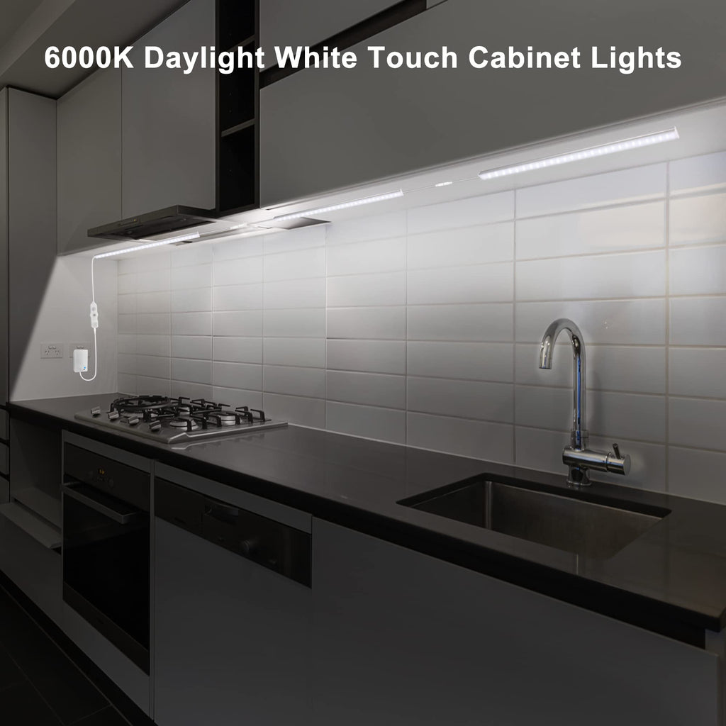 6 PCS 12-inch Plug-in Under Cabinet Lights, Ultra-Thin