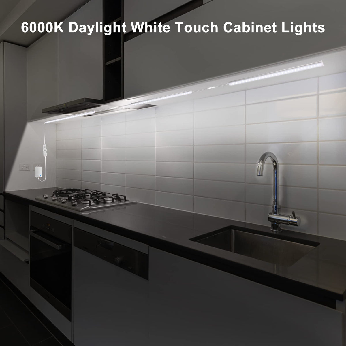 6 PCS 12-inch Plug-in Under Cabinet Lights, Ultra-Thin