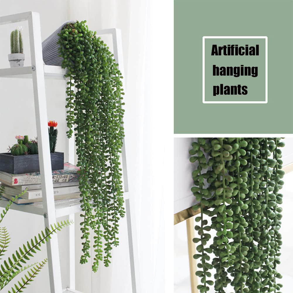 3 Pcs String of Pearls Plant Artificial Hanging Succulents Plants Garden Decor (Pots Not Included)