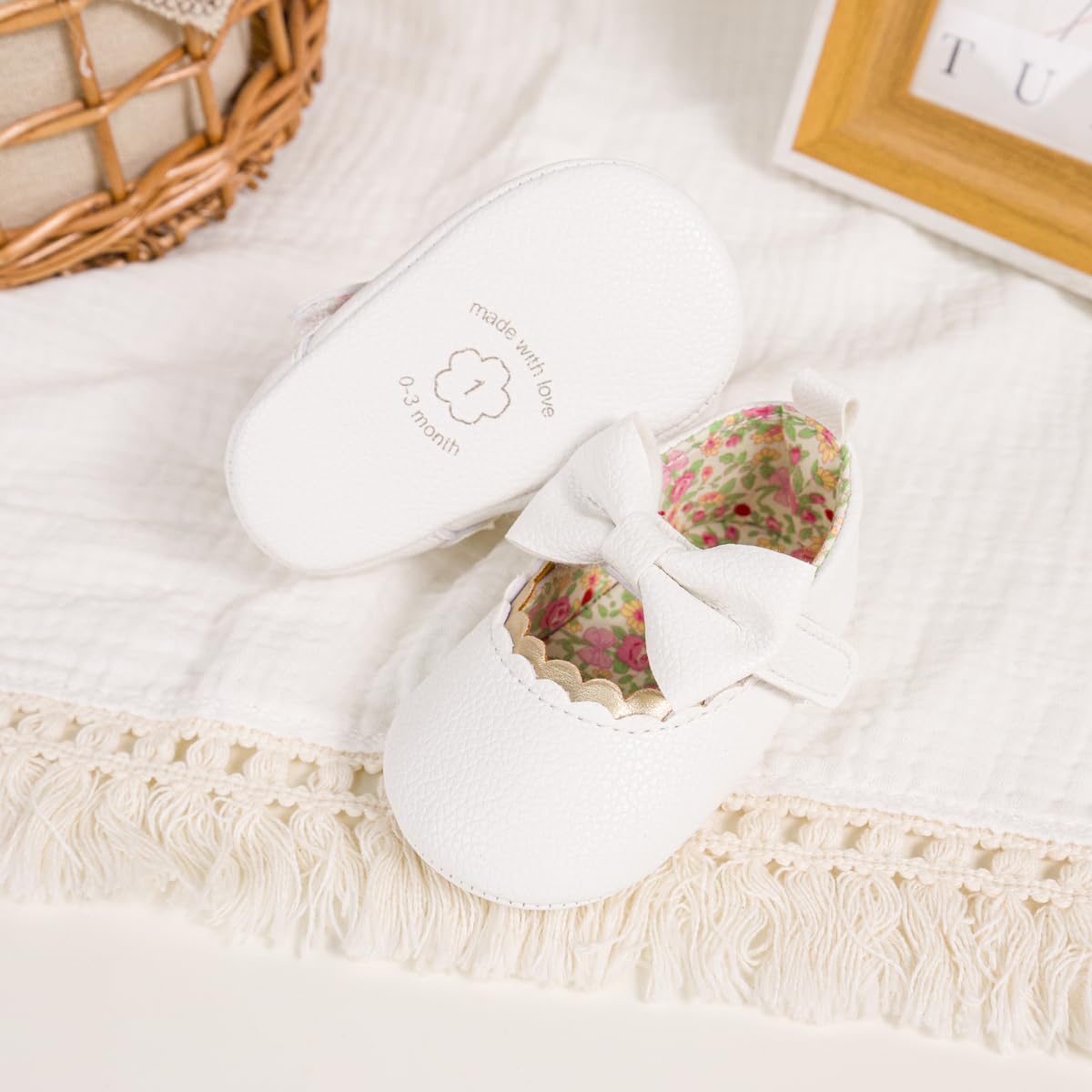 Newborn Baby Girls White Dress Shoes Infant Bowknot Soft Sole Mary Jane Moccasins Baptism Christening Crib Shoes