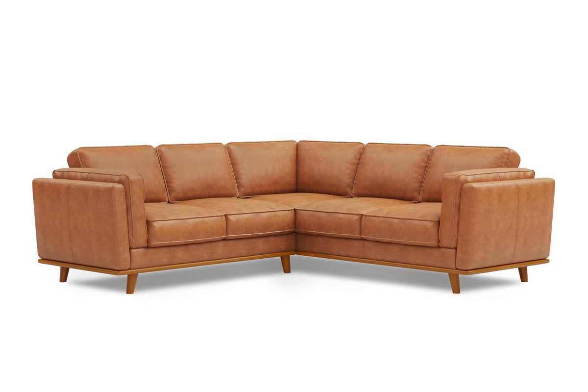 Artisan Full Leather Sofa - Pure Full Italian Nappa Leather Couch, Solid Wood Accent, Ultimate Comfort (Cognac