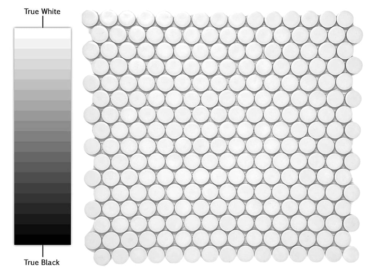 Arctic White Penny Round Porcelain Mosaic Tile - Matte Finish Floor, Kitchen Backsplash, Accent Walls, Shower