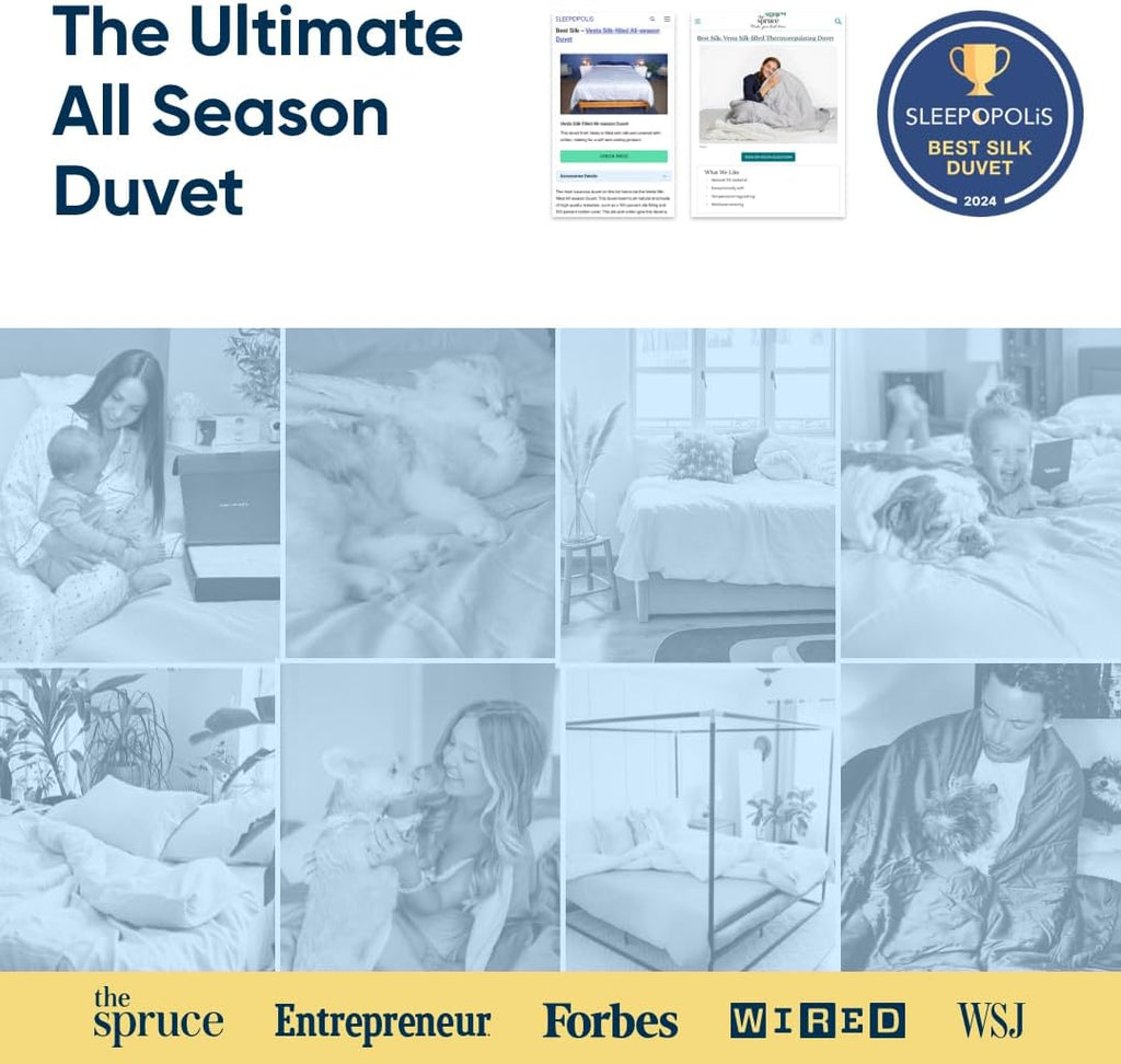 All-Season Silk Comforter, Quilt and Duvet Insert for Hot Sleepers, 100% Silk Fill with 100% Cotton Shell