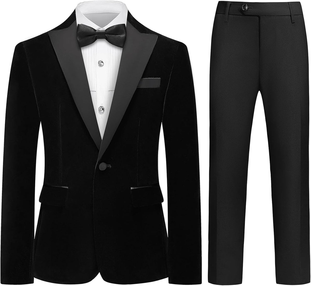 Boys Tuxedo Suit 3 Piece Kids Velvet Formal Suit Set for Prom