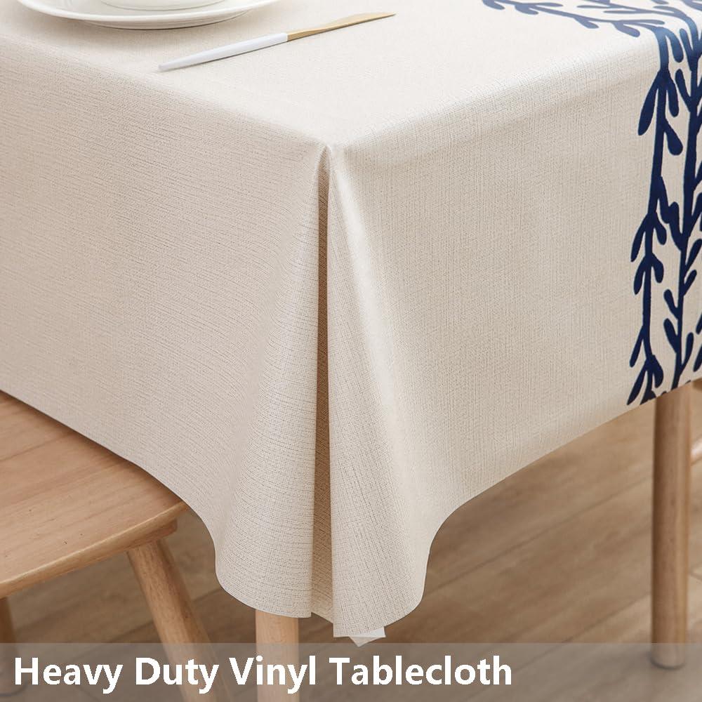 Heavy Duty Vinyl Tablecloths Plastic Table Cloths Dining Table Wipeable PVC Tablecloth for Rectangle Tables