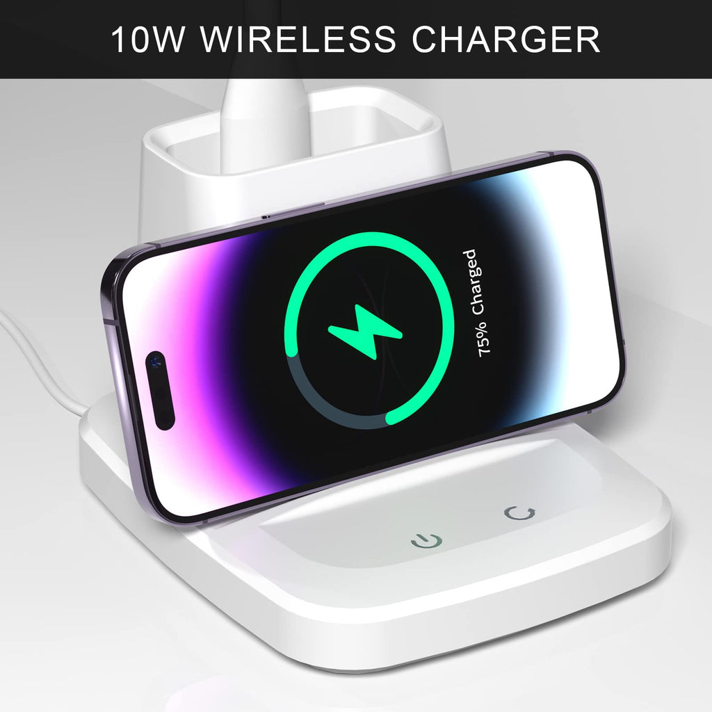 LED Desk Lamp with Wireless Charger, White