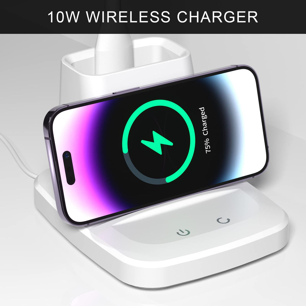 LED Desk Lamp with Wireless Charger, White