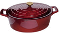 Enameled Cast Iron Oval Dutch Oven Casserole Dish Pot with Lid 5 QT Internal Matt Black Enamel Coating, Cranberry