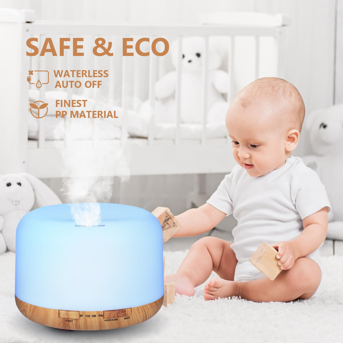500ml Compact Oil Diffuser with 15 Aromatherapy Grade Essential Oils