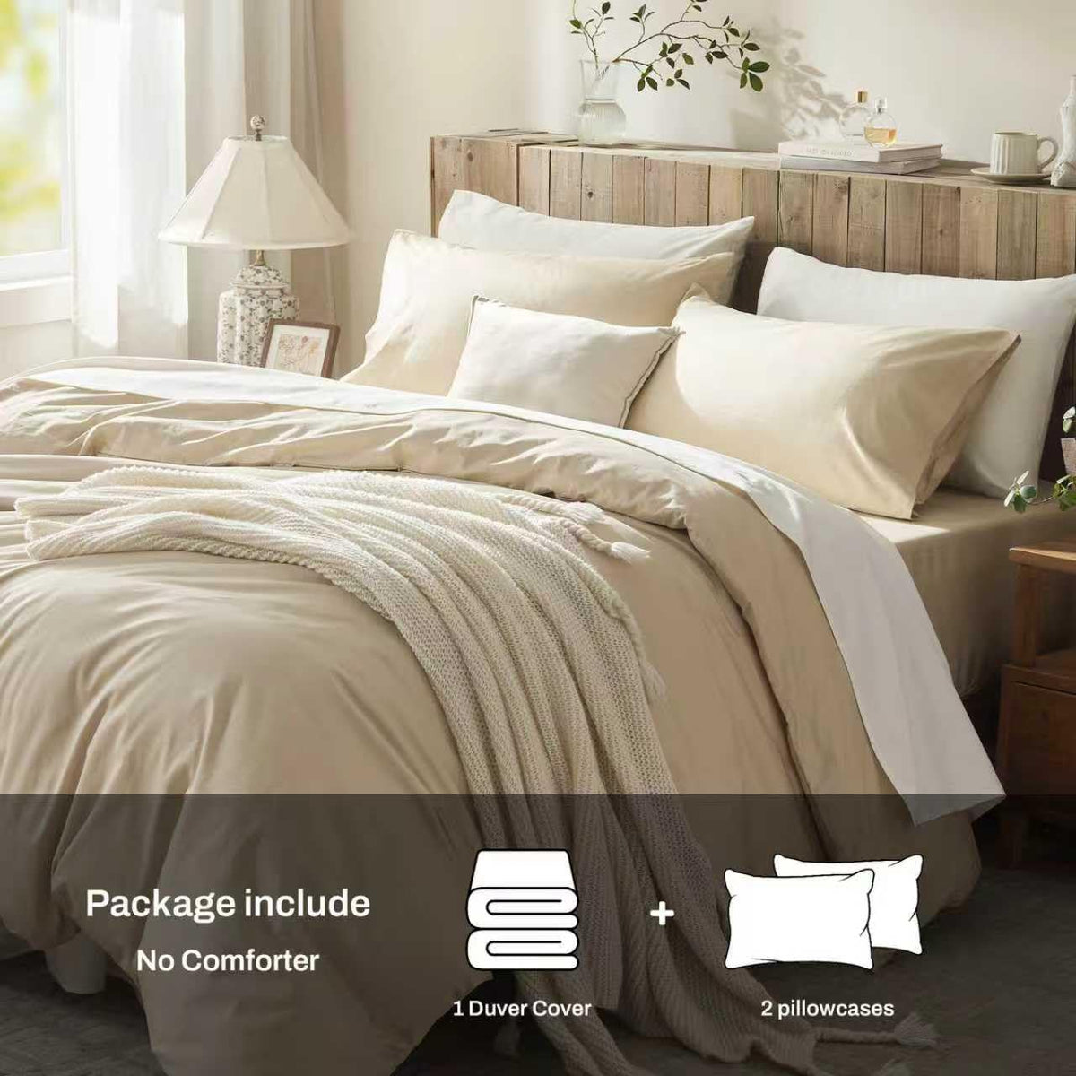 Duvet Cover Set, 100% Egyptian Cotton, 1600 Thread Count, Ultra Soft & Breathable Luxury Bedding with Zipper