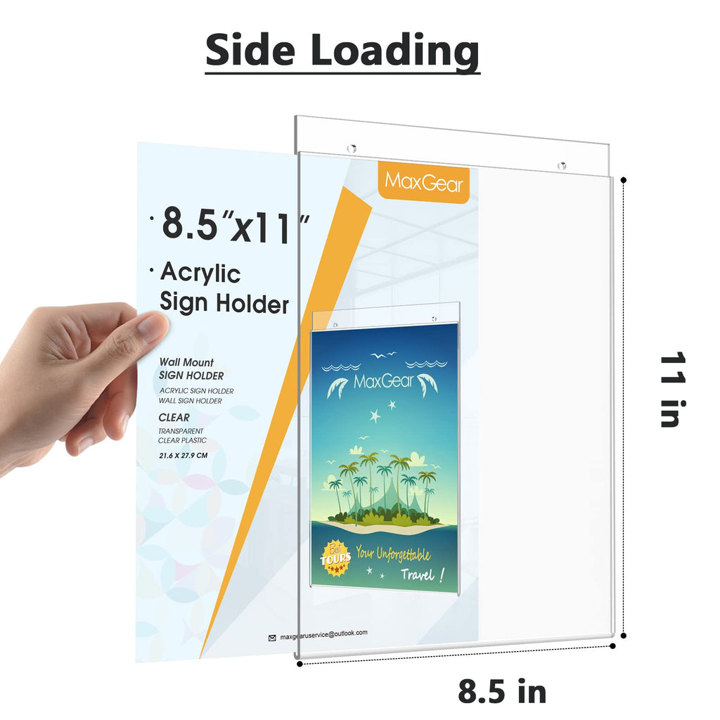 Wall Mount Sign Holder, 8.5 x 11, Vertical, 6 Pack