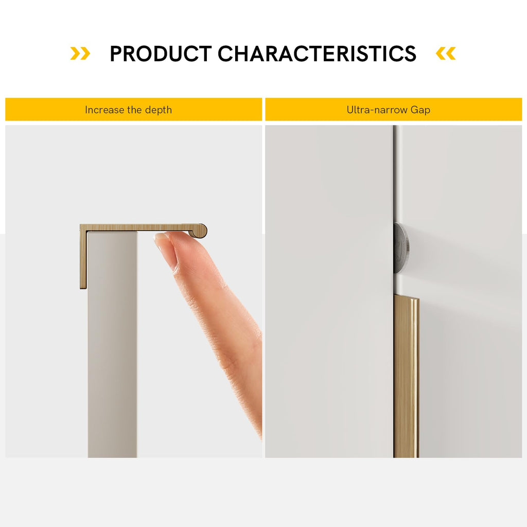 Drawer Handles Champagne Bronze Cabinet Pulls 3 inch 20 Pack, Finger Pulls for Cabinet Edge Pulls, Aluminum Alloy