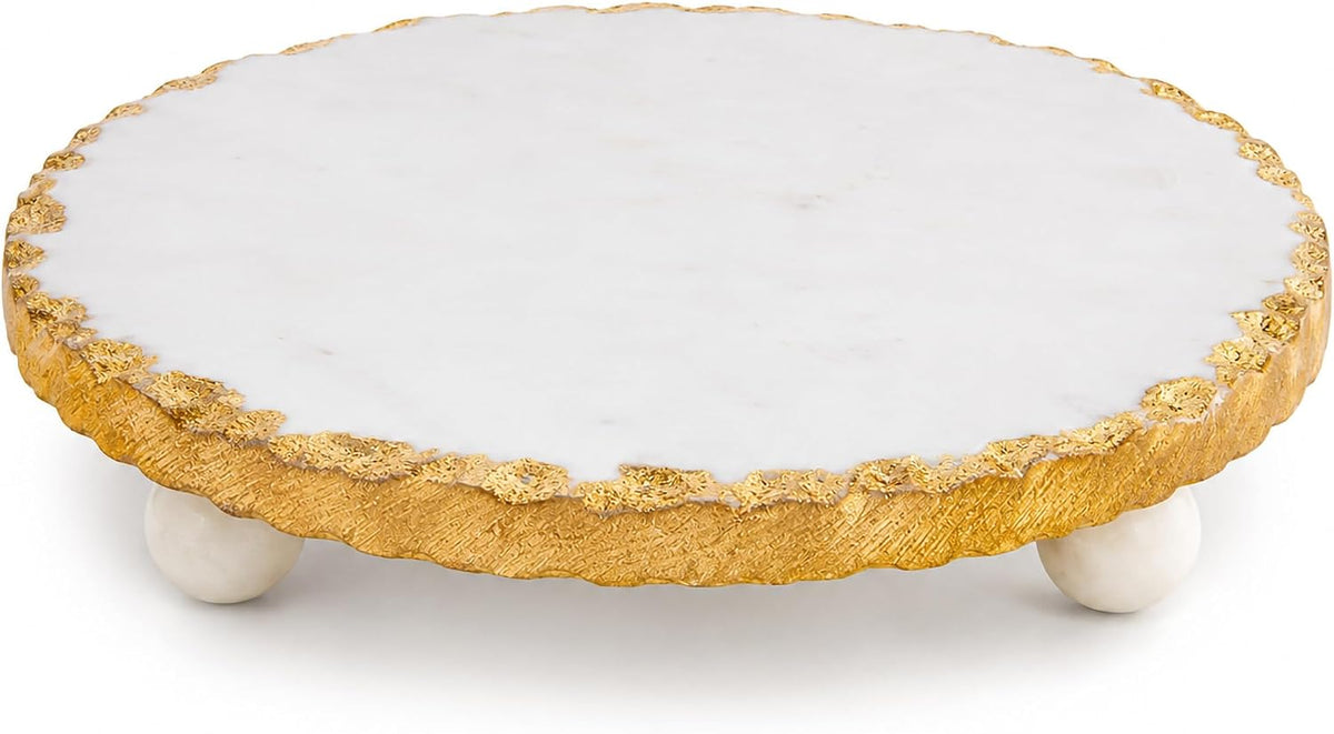 Marble Trivet, 1 1/4" x 8 1/2" dia, Gold