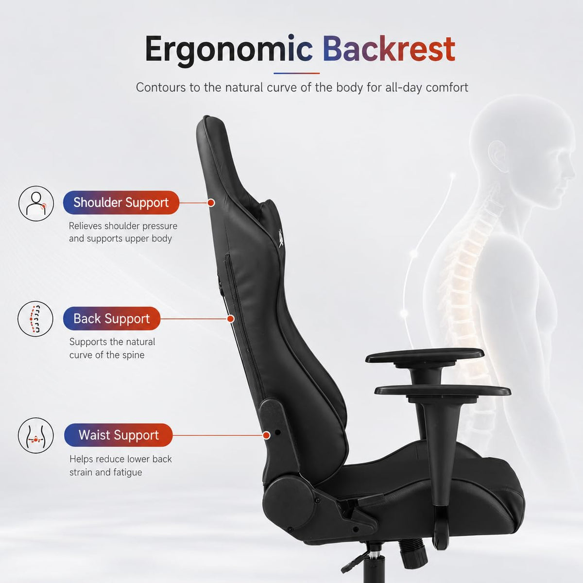 Gaming Chair Office Chair Desk Chair with Lumbar Support Headrest Armrest Task Rolling Swivel Ergonomic E-Sports