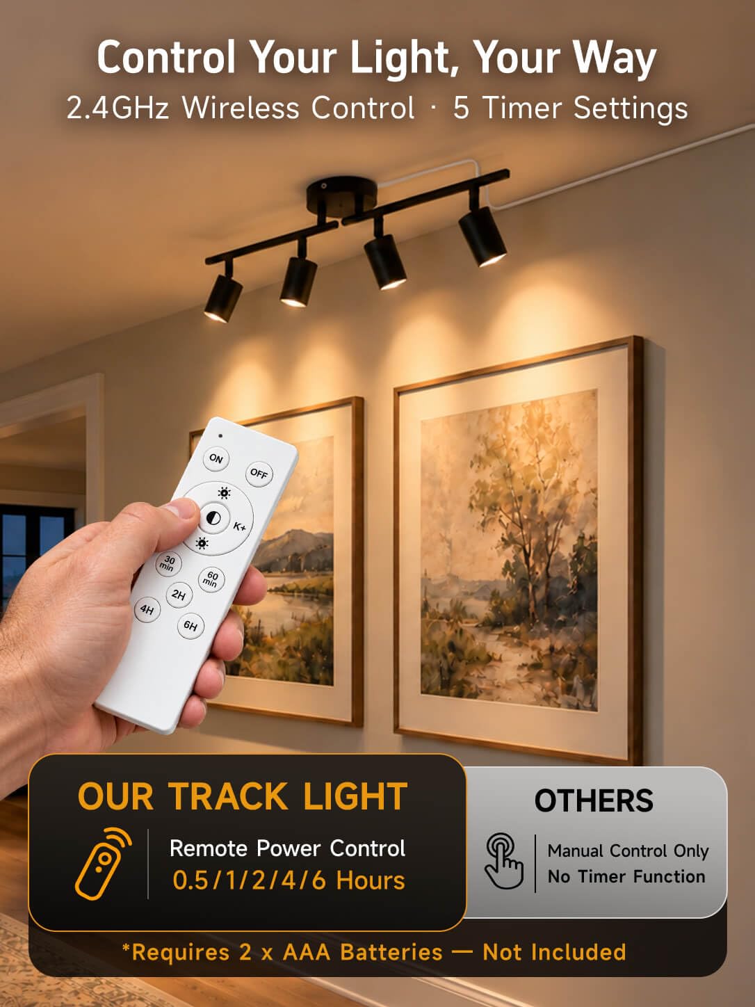 Plug-in Track Lighting Kit, Ceiling Spotlight, Black