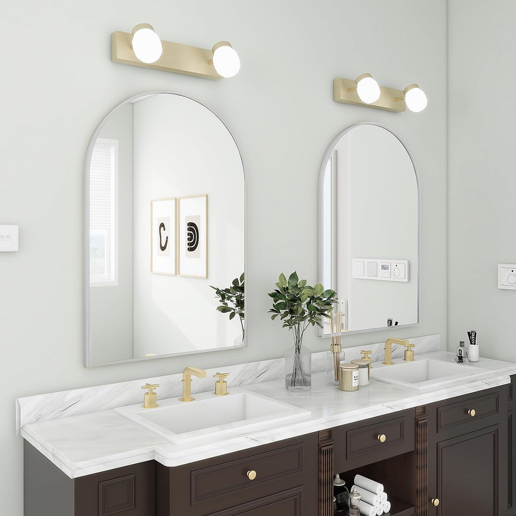 20"x30" Arch Bathroom Wall Mirror, Silver