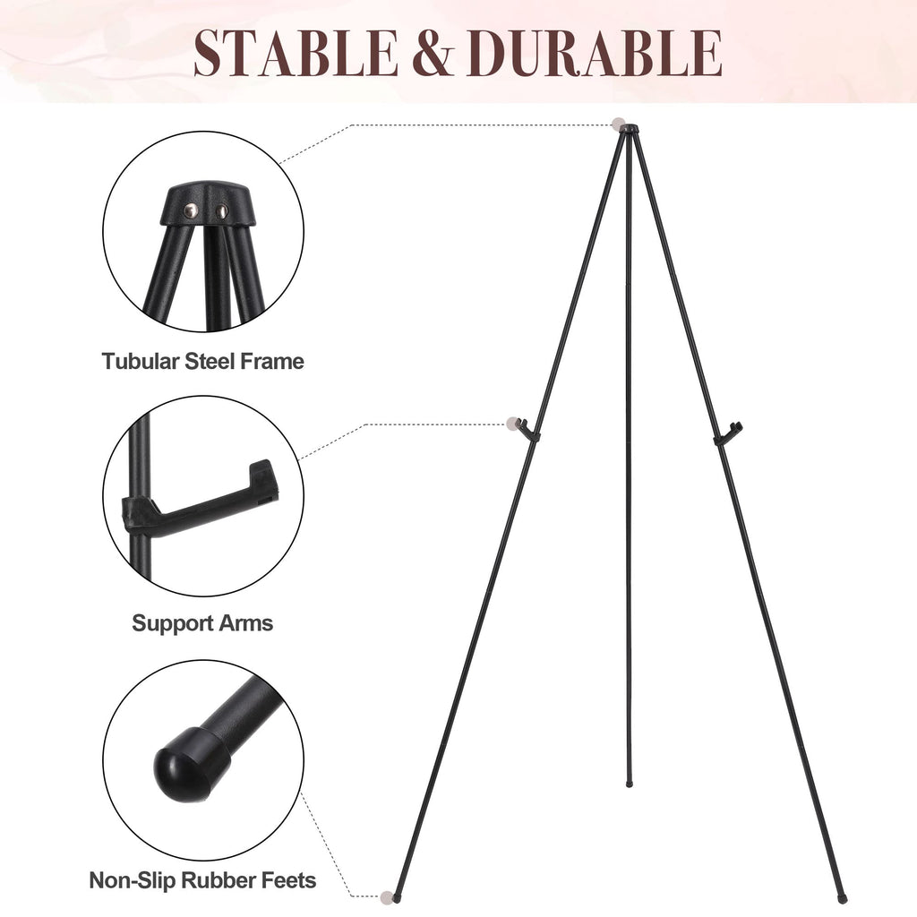 Easel Stand for Wedding Sign & Poster 63'' Easels for Display Portable Art Easel for Floor Adjustable Metal Easel