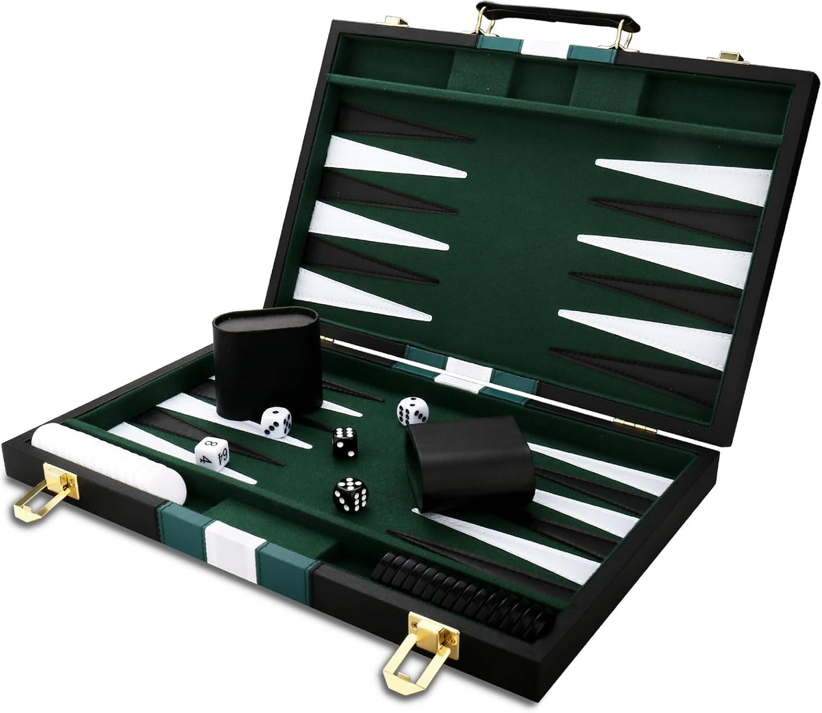 Backgammon Set - Classic Board Game with Premium PU Leather Case - Portable Travel Strategy Backgammon Game Set