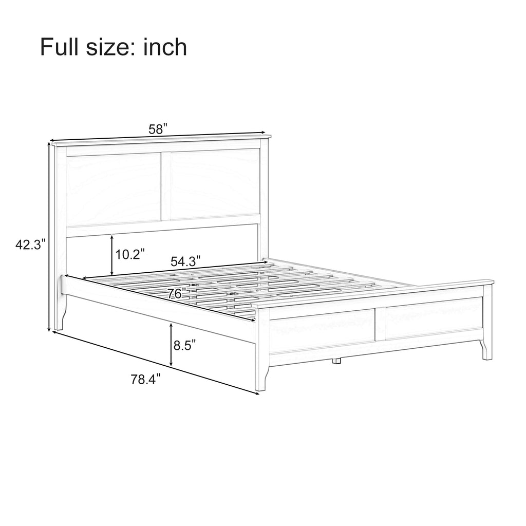 Full Size Platform Bed Frame, Modern Wooden Platform Bed Frame with Headboard and Wood Slat Support, No Box Spring