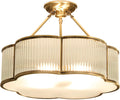 24 Inch Large Brass Semi Flush Chandelier for Living Rooms