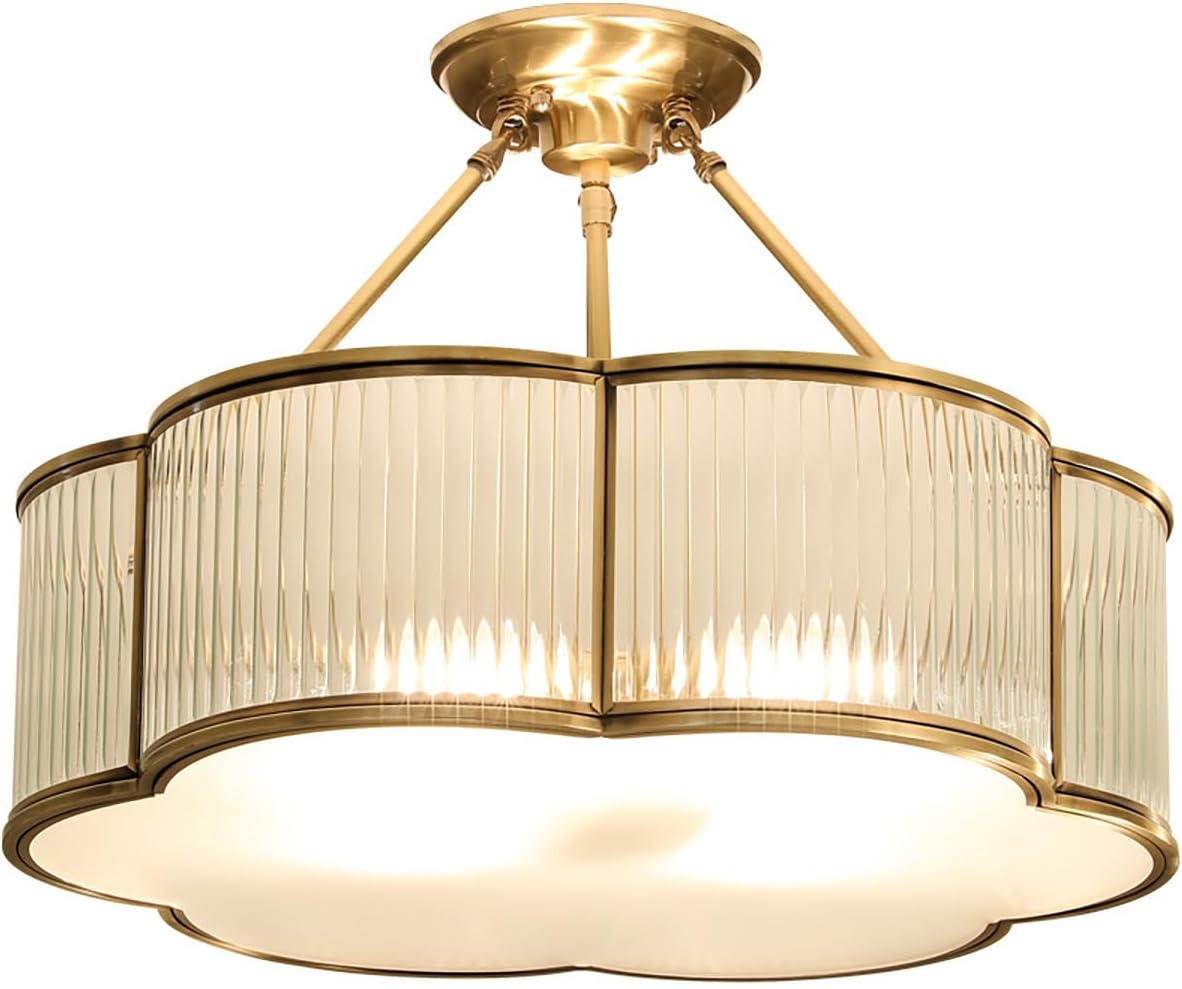 24 Inch Large Brass Semi Flush Chandelier for Living Rooms
