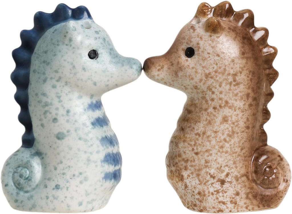 Ceramic Cute Sea Horse Salt & Pepper Shakers Set, Hand-Painted Sea Animals Salt and Pepper Shakers, Set - Set of 2