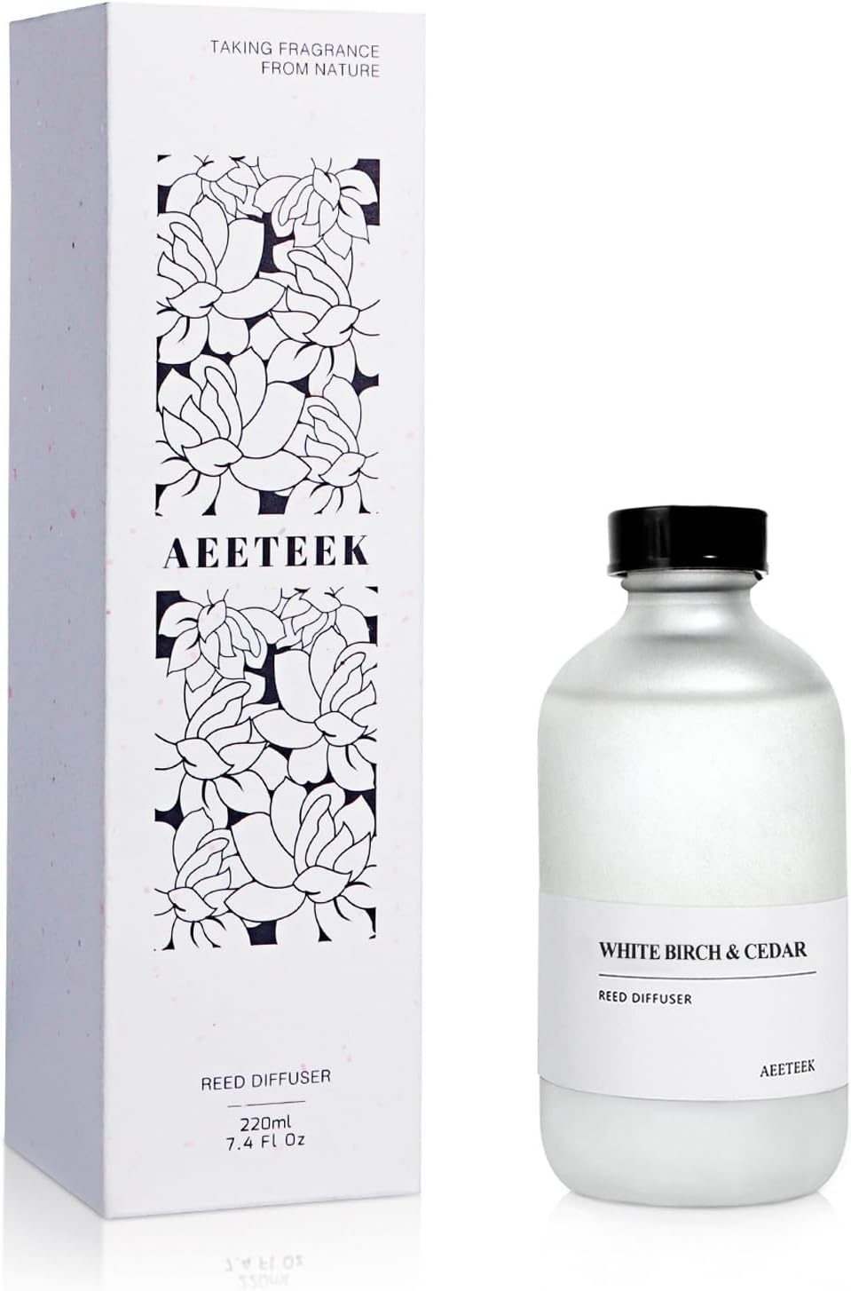 White Birch & Cedar Reed Diffuser, 7.4oz(220ml) Large Bottle Essential Oils, Scented Oil Refill for Waterless