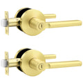 2 Pack Gold Interior Door Handle with Lock,Privacy Door Lever ,Keyless Round Door Lock Interior for Left and Right